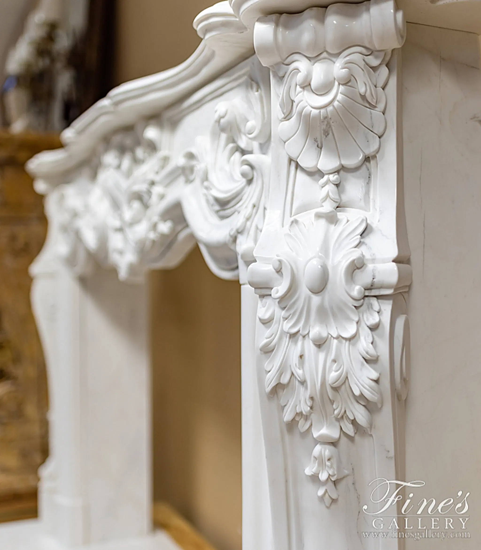 Marble Fireplaces - Elaborate Rococo French Mantel In Statuary
